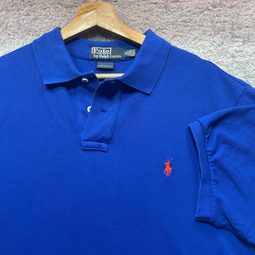 Polo Ralph Lauren Mens XL Custom Fit Royal Blue Short Sleeve Polo Shirt Red Pony